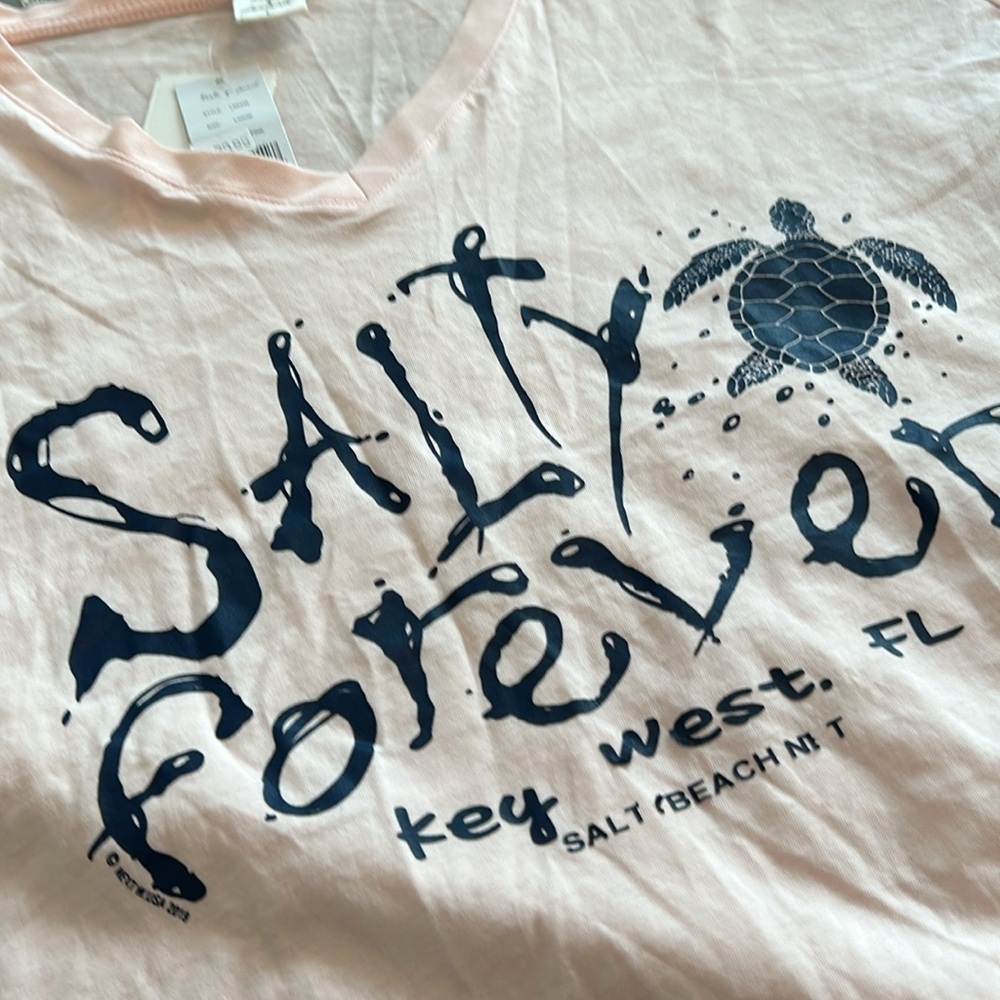 NWT KIWI & PUNCH SHORT SLEEVE T-SHIRT V-NECK LIGHT PINK  TEE SIZE LARGE - Picture 4 of 8